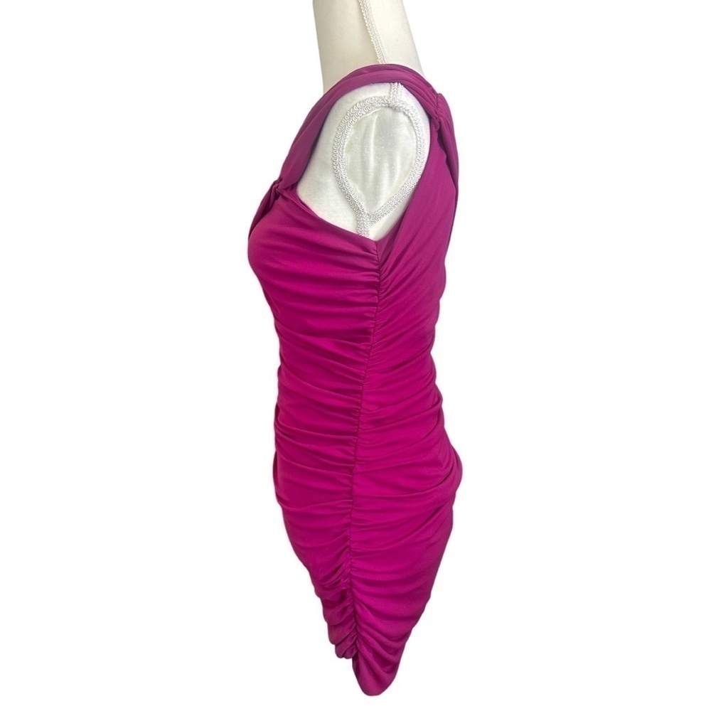 Giambattista Valli For Impulse Fuchsia Rouched Mini One Shoulder Dress Size 4 - Picture 6 of 7